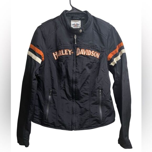 Harley Davidson Women’s Embroidered Motorcycle Riding Zip-up Biker Jacket SZ S - Picture 1 of 10